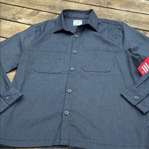 NWT Point Zero gray/blue Button-Up Shirt /jacket size XL